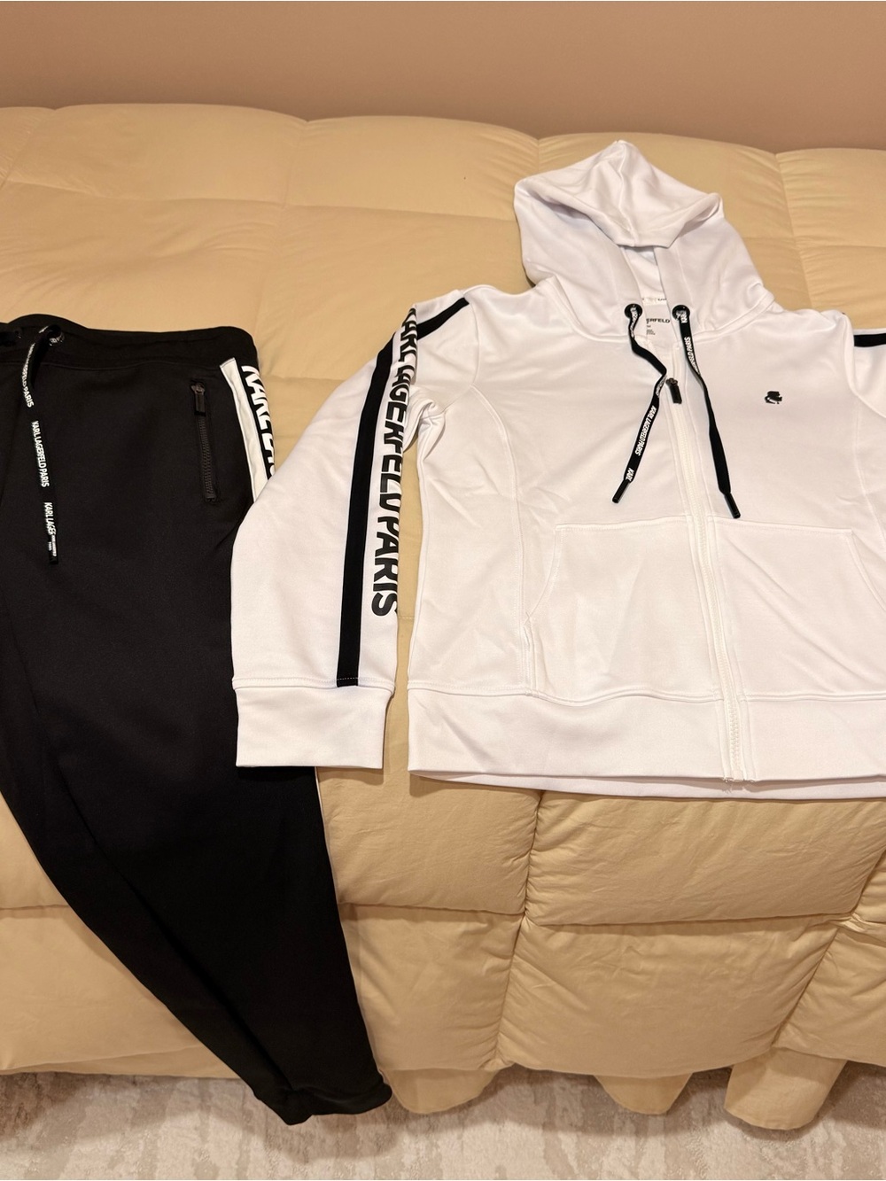 Karl Lagerfeld Black & White Women's Hoodie & Jogger Set